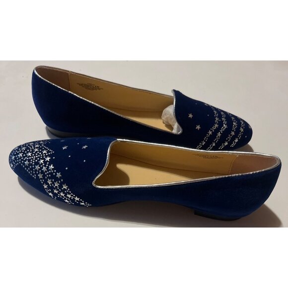 NWOB C. Wonder Cassandra Blue Velvet Star Flats Size 8W With Silver Details - Picture 7 of 10